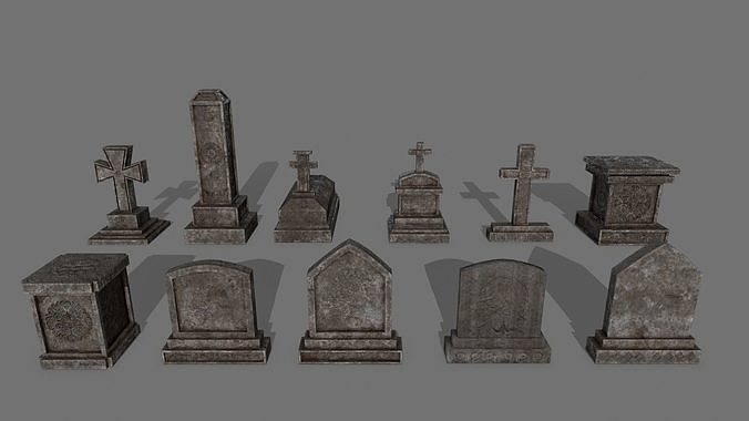 Tombstone set 1 cross Low-poly 3D model