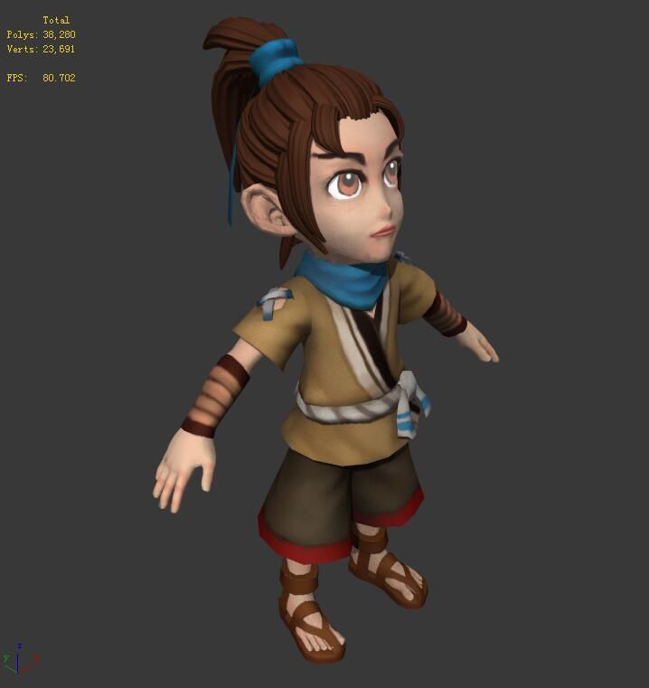 Game characters - male villagers 3D model_2