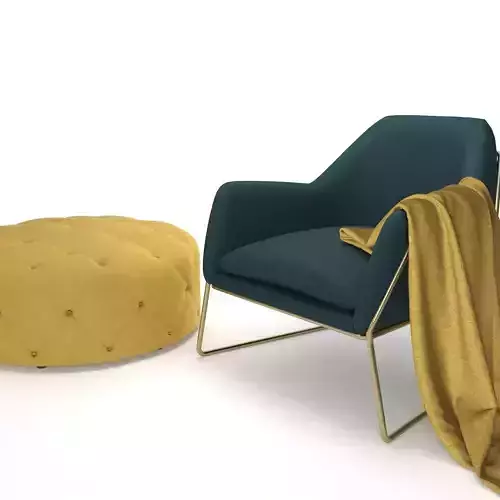 Frame armchair and Hampton Round Pouffe