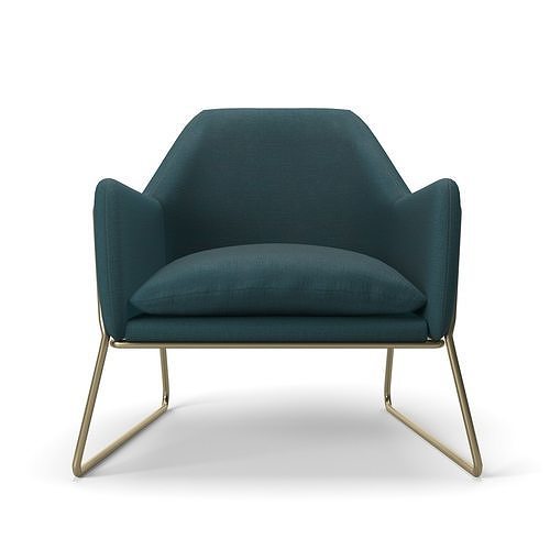 Frame armchair and Hampton Round Pouffe 3D model 4