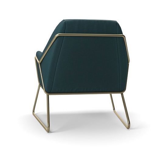 Frame armchair and Hampton Round Pouffe 3D model 5