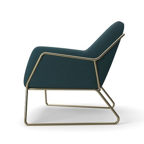 Frame armchair and Hampton Round Pouffe 3D model 3