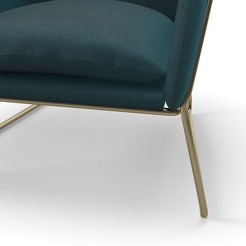 Frame armchair and Hampton Round Pouffe 3D model 6