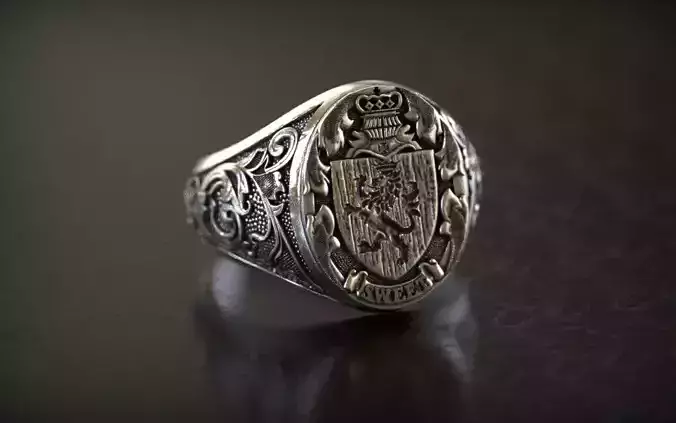  Mens Lion Knight Signet Ring  3D print model