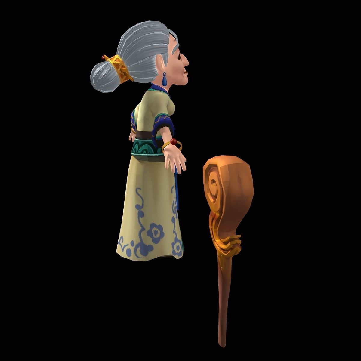 The character of the game - 70-year-old woman 3D model_1