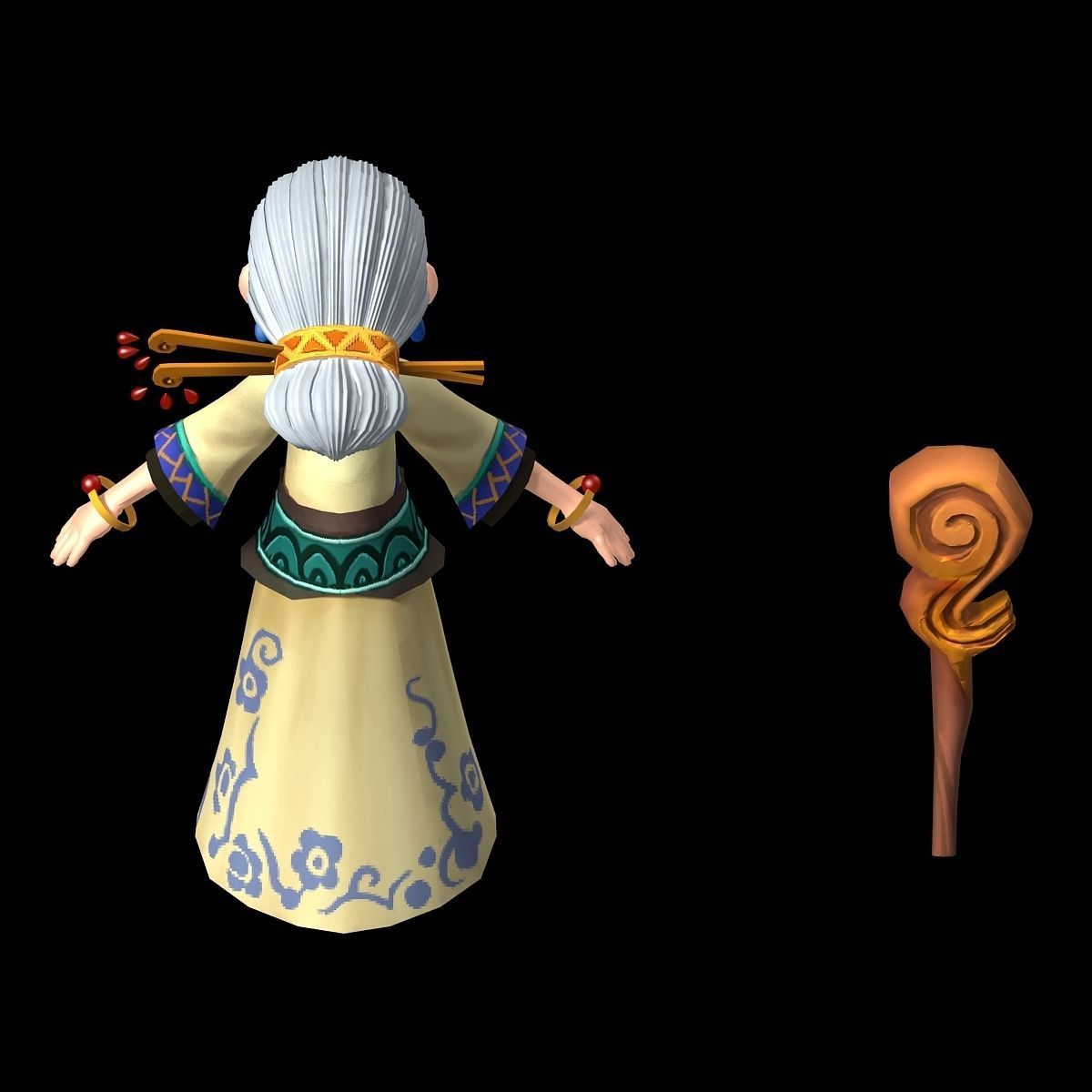The character of the game - 70-year-old woman 3D model_6