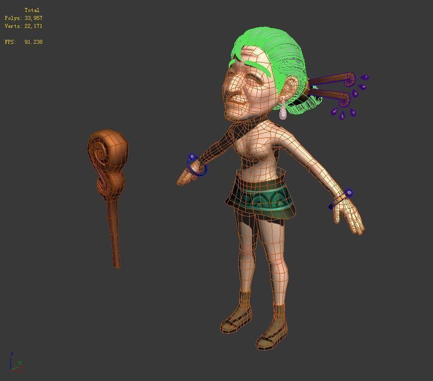 The character of the game - 70-year-old woman 3D model_4