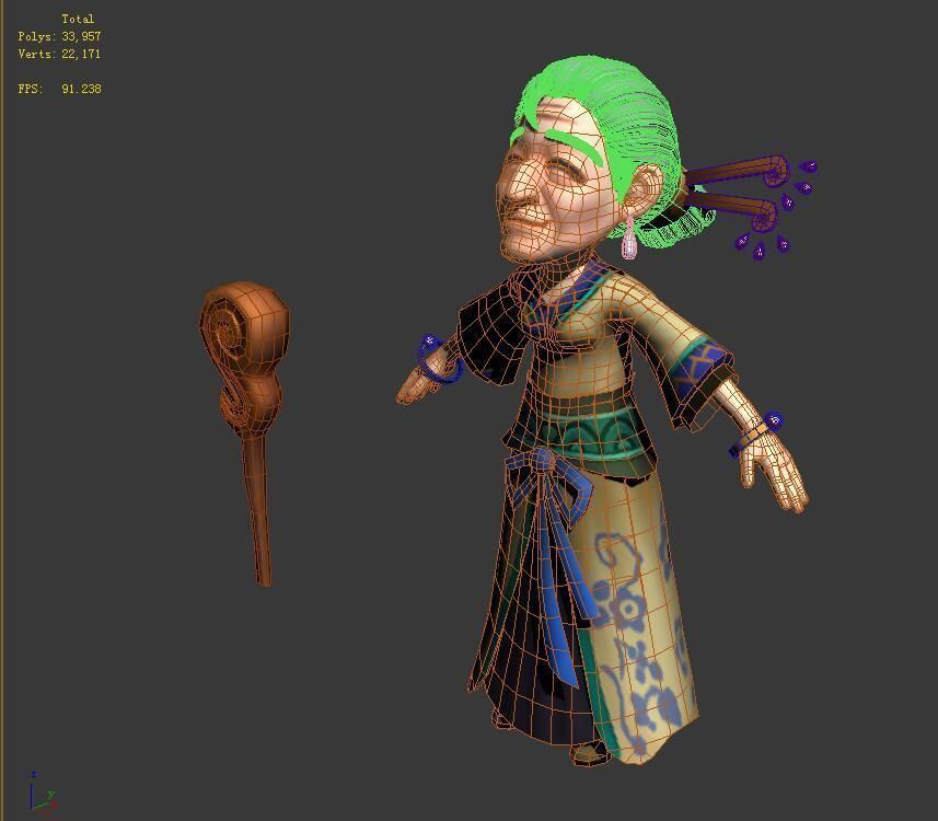 The character of the game - 70-year-old woman 3D model_3