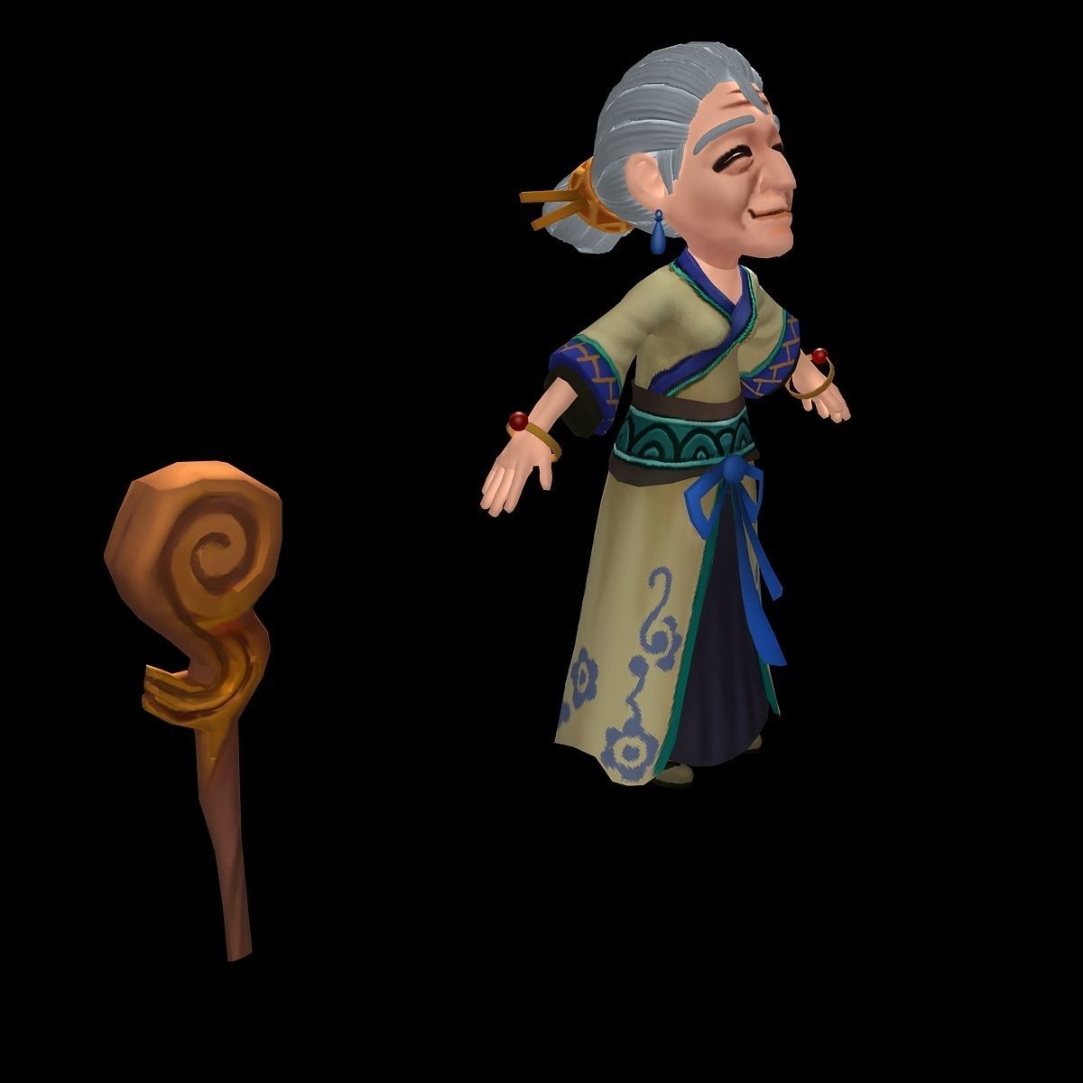 The character of the game - 70-year-old woman 3D model_2