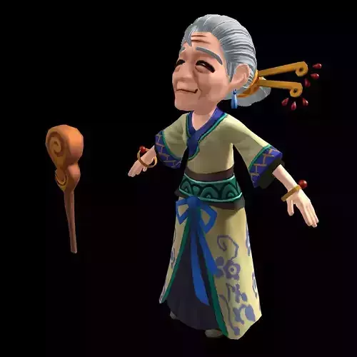 The character of the game - 70-year-old woman