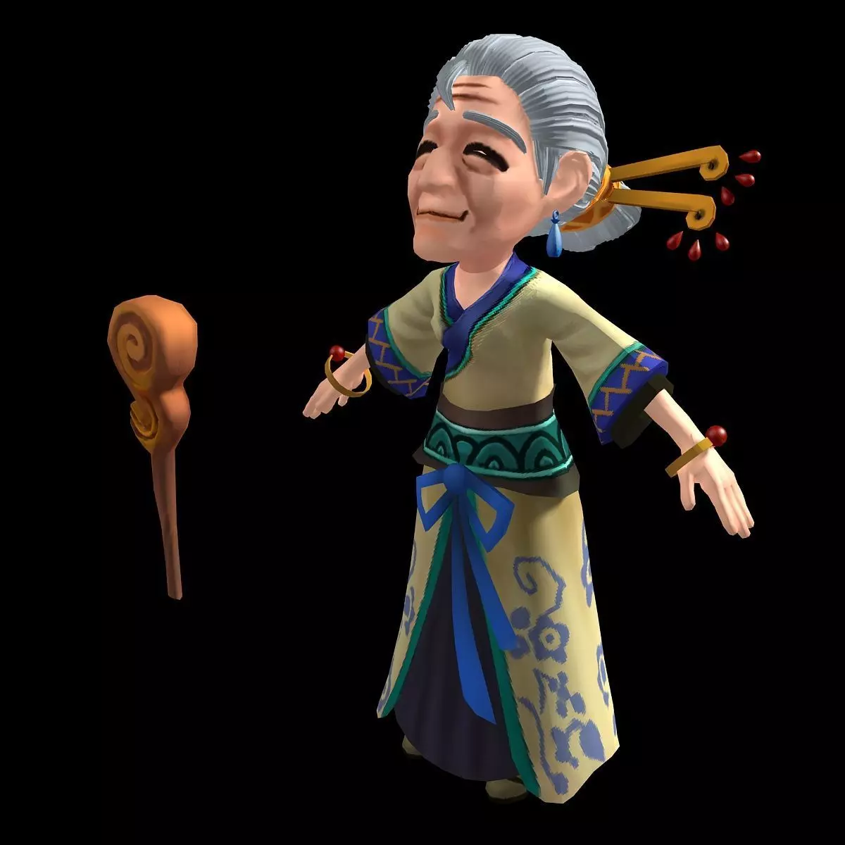 The character of the game - 70-year-old woman 3D model_0