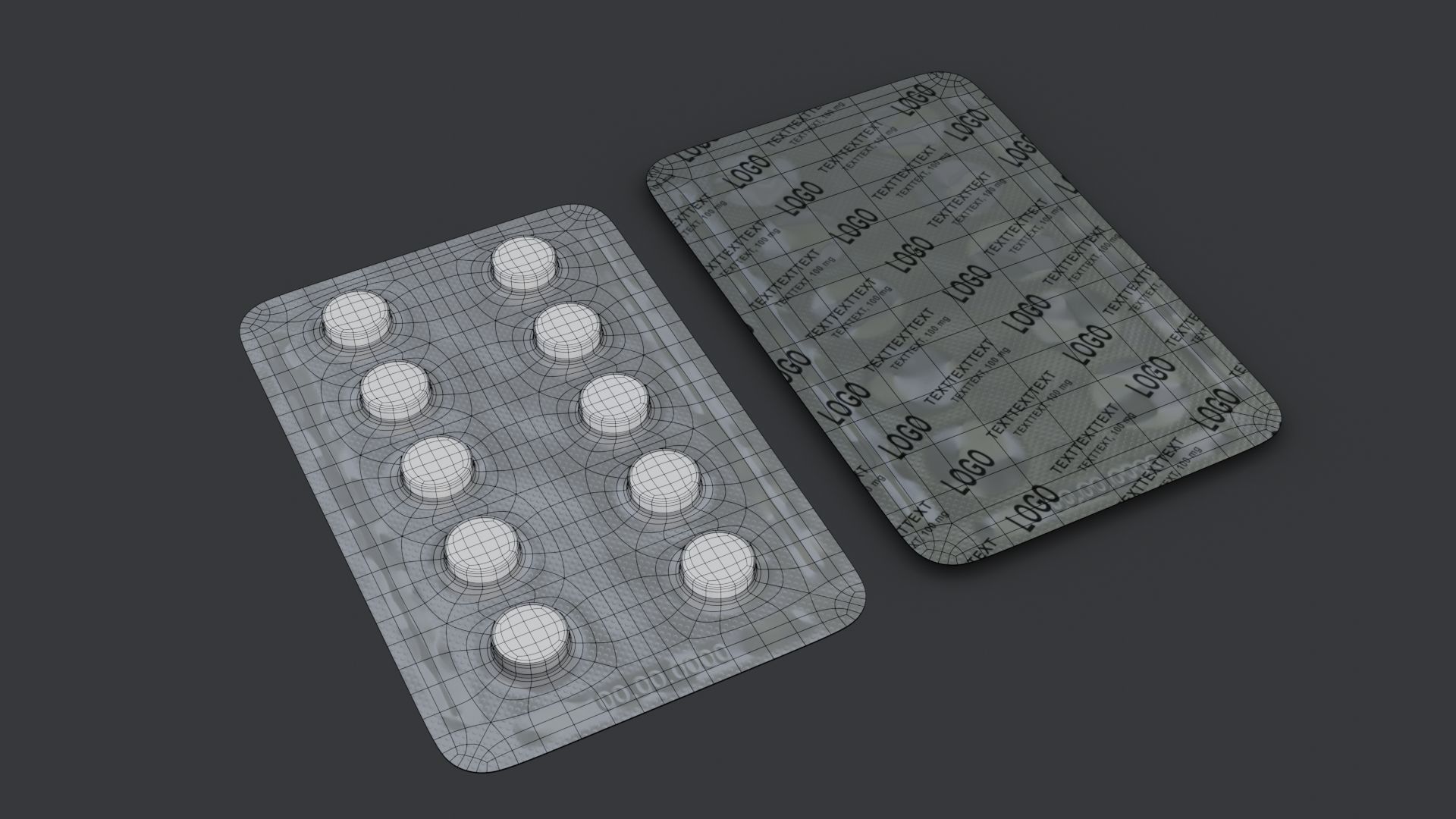 Blister with Pills Low-poly 3D model_7