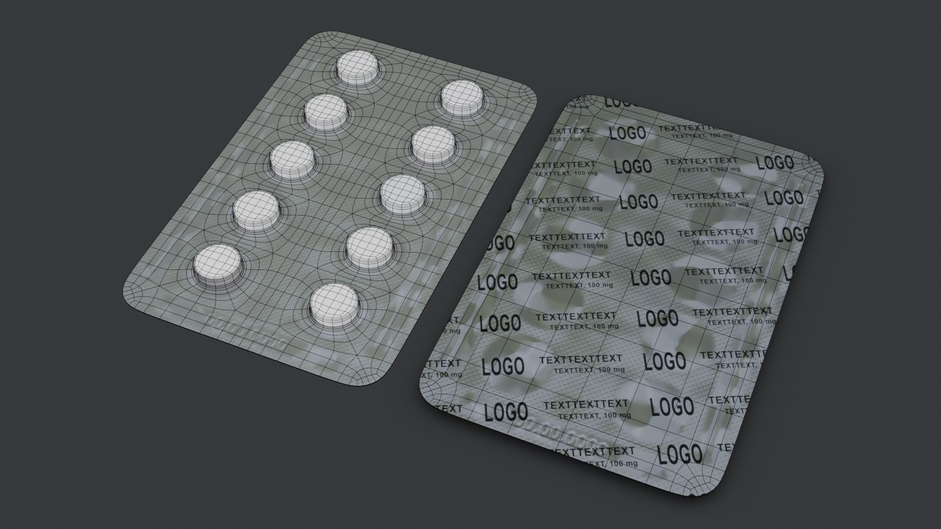 Blister with Pills Low-poly 3D model_6