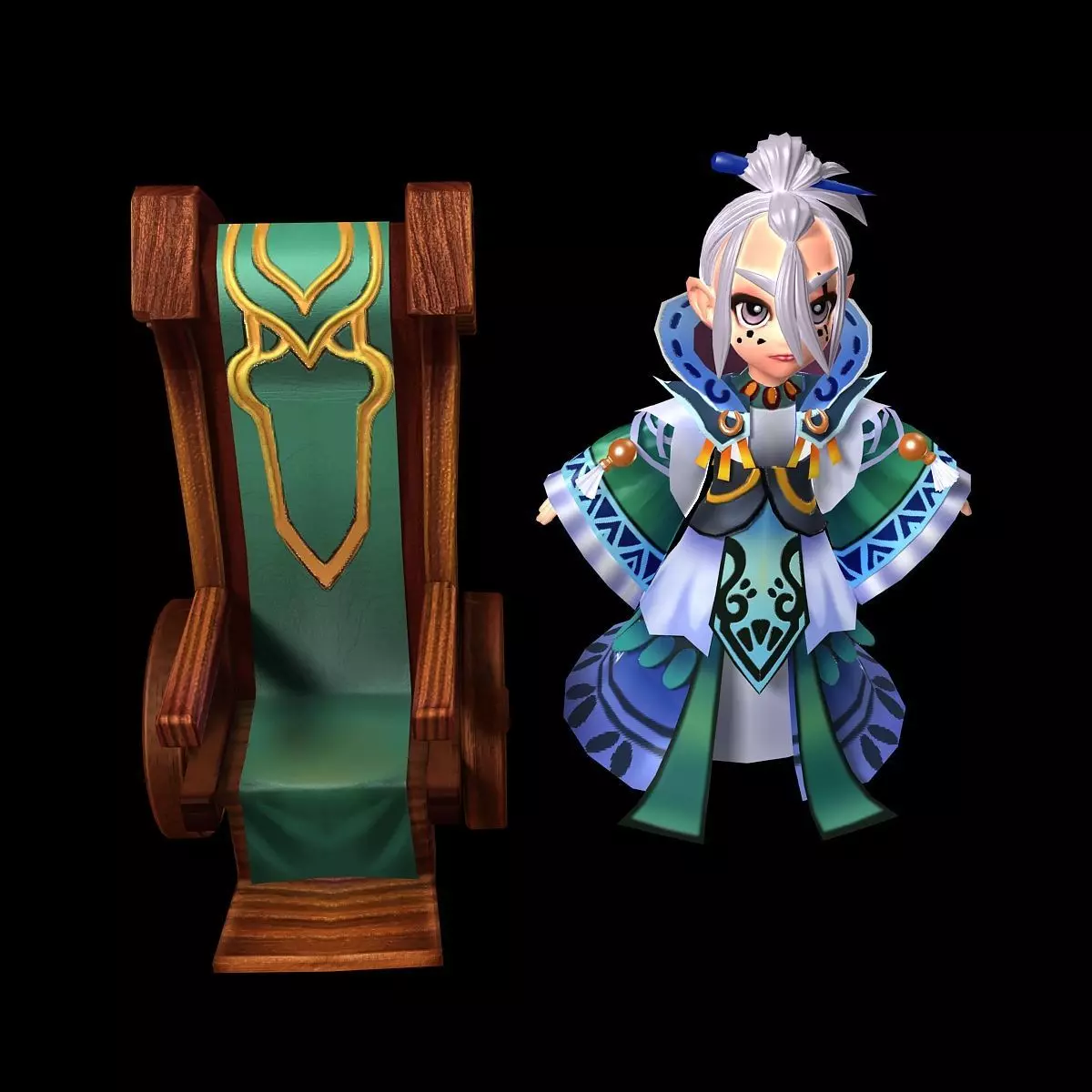 The characters of the game - Qiu 1000 feet 3D model_0