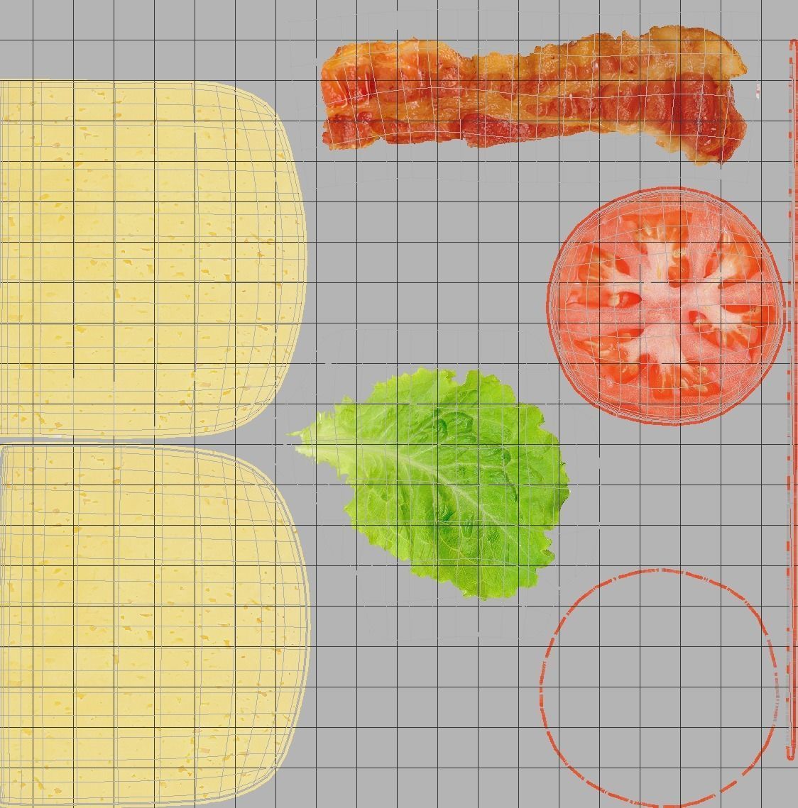 Hamburger Low-poly 3D model_8