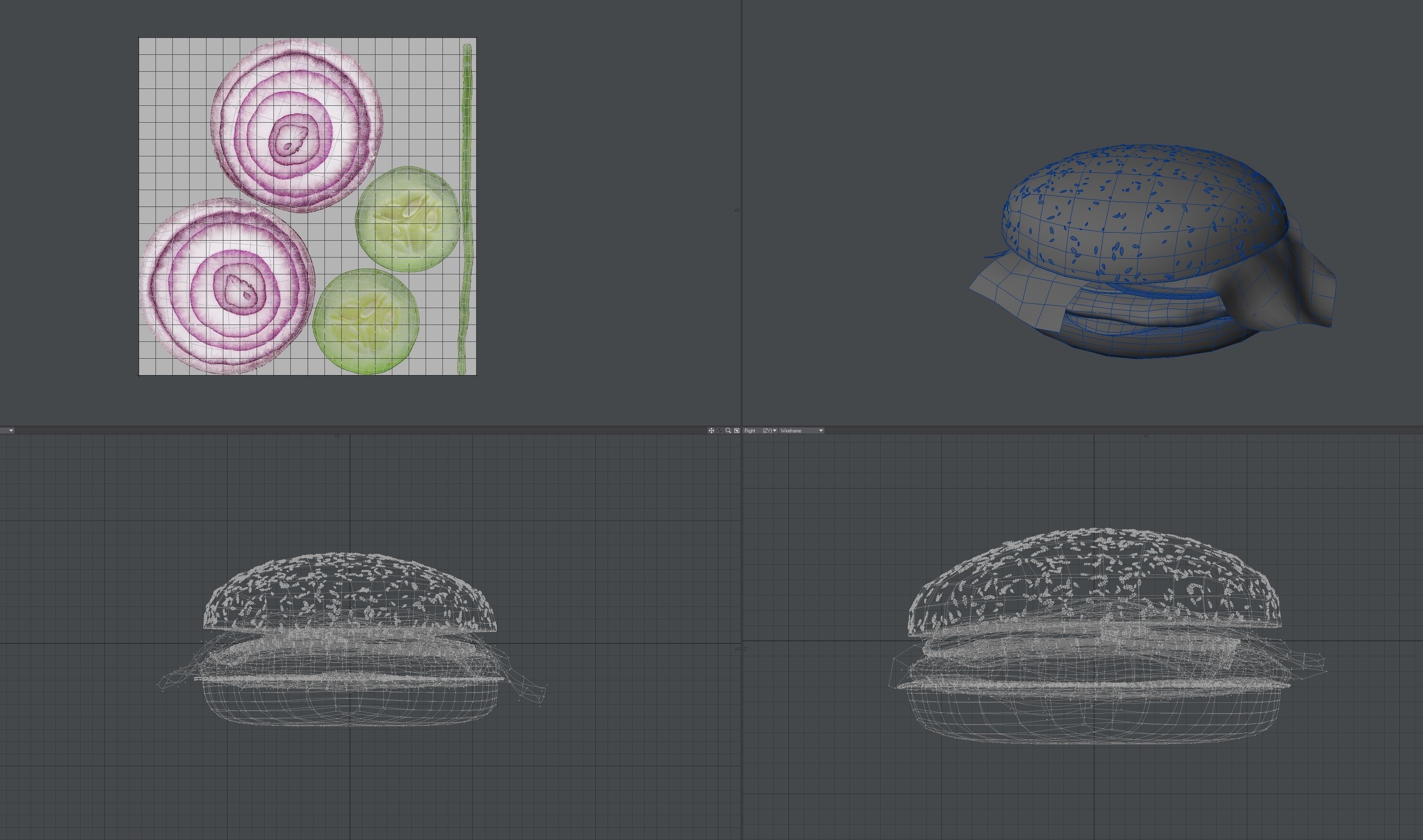 Hamburger Low-poly 3D model_3