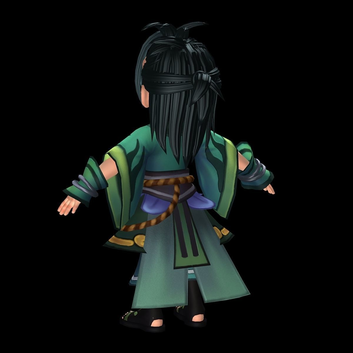 Game characters - fishing nets Knife hand 3D model_2