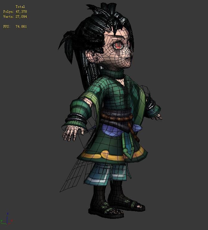 Game characters - fishing nets Knife hand 3D model_4