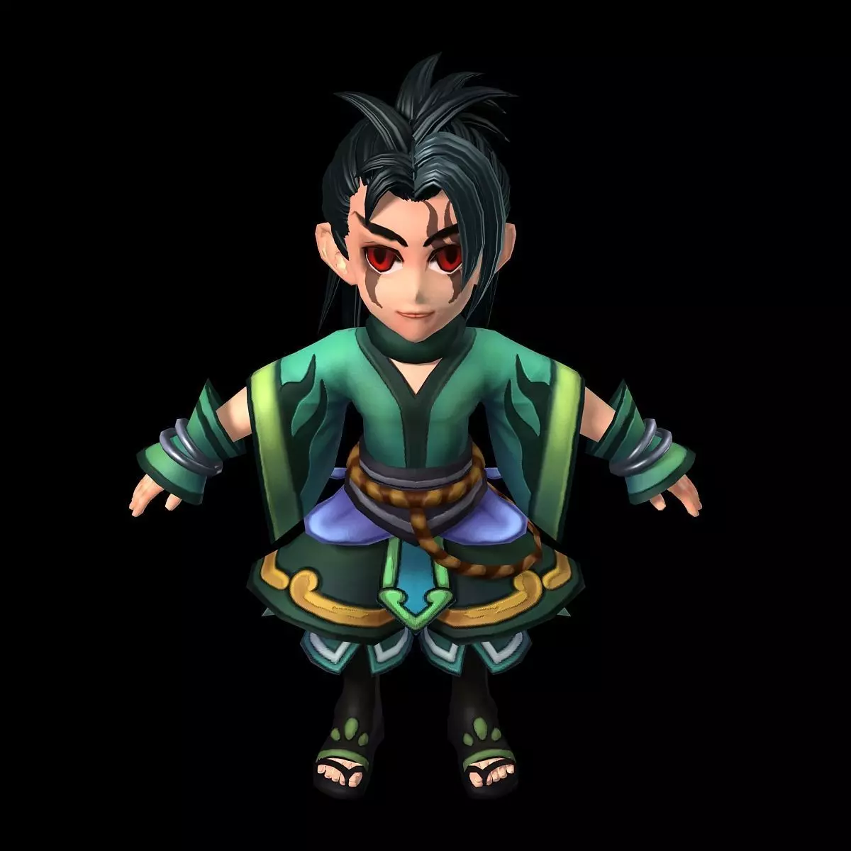 Game characters - fishing nets Knife hand 3D model_0