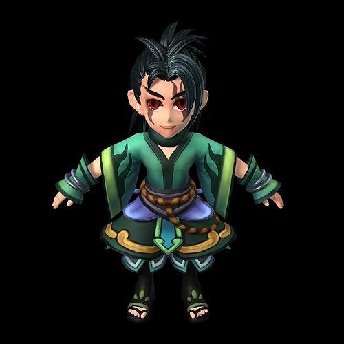 Game characters - fishing nets Knife hand 3D model