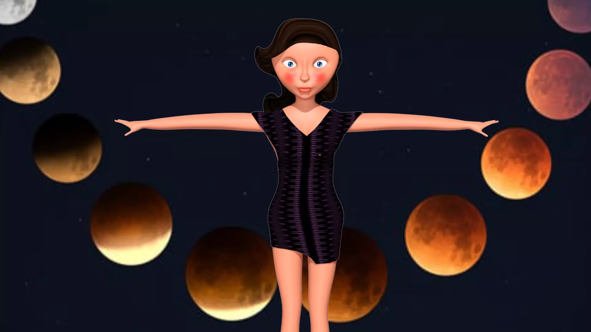 free model of a woman in a dress with textures 51 Free low-poly 3D model