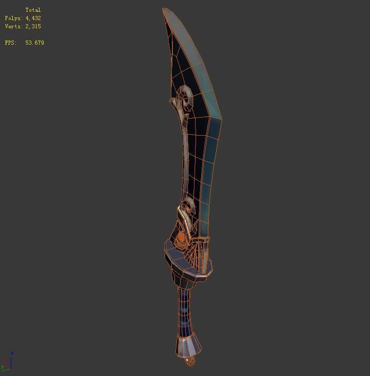Game character weapon - big knife 3D model_4