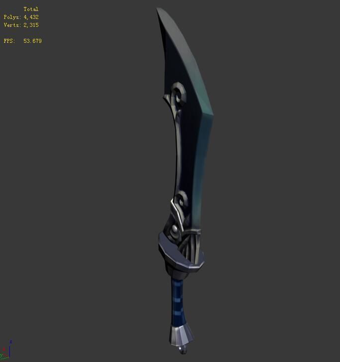 Game character weapon - big knife 3D model_3