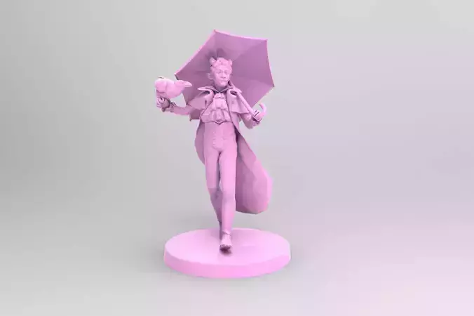 Skelliworm von Odd Tiefling Warlock with Raven Familiar 3D print model