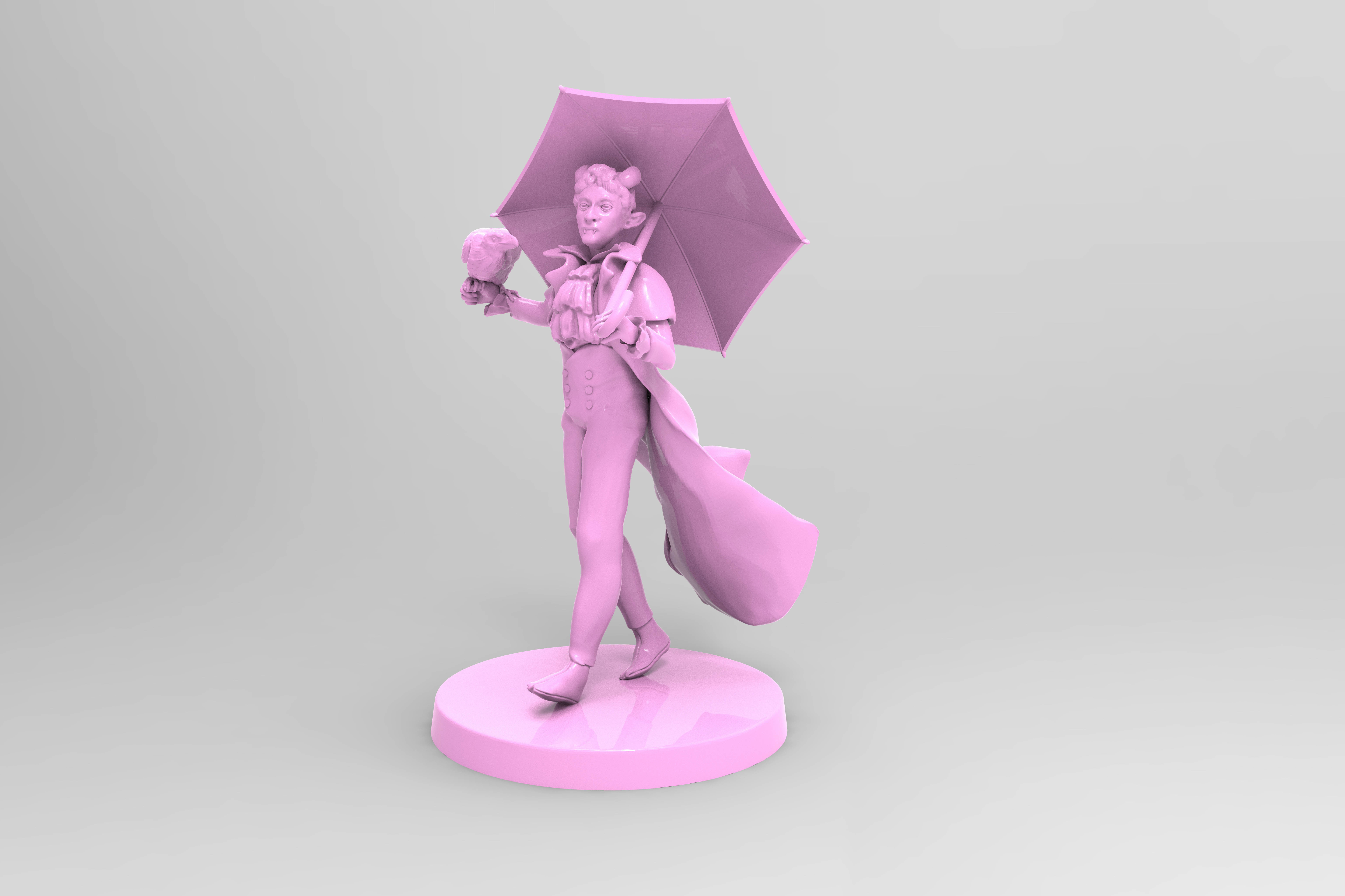 Skelliworm von Odd Tiefling Warlock with Raven Familiar 3D print model_5