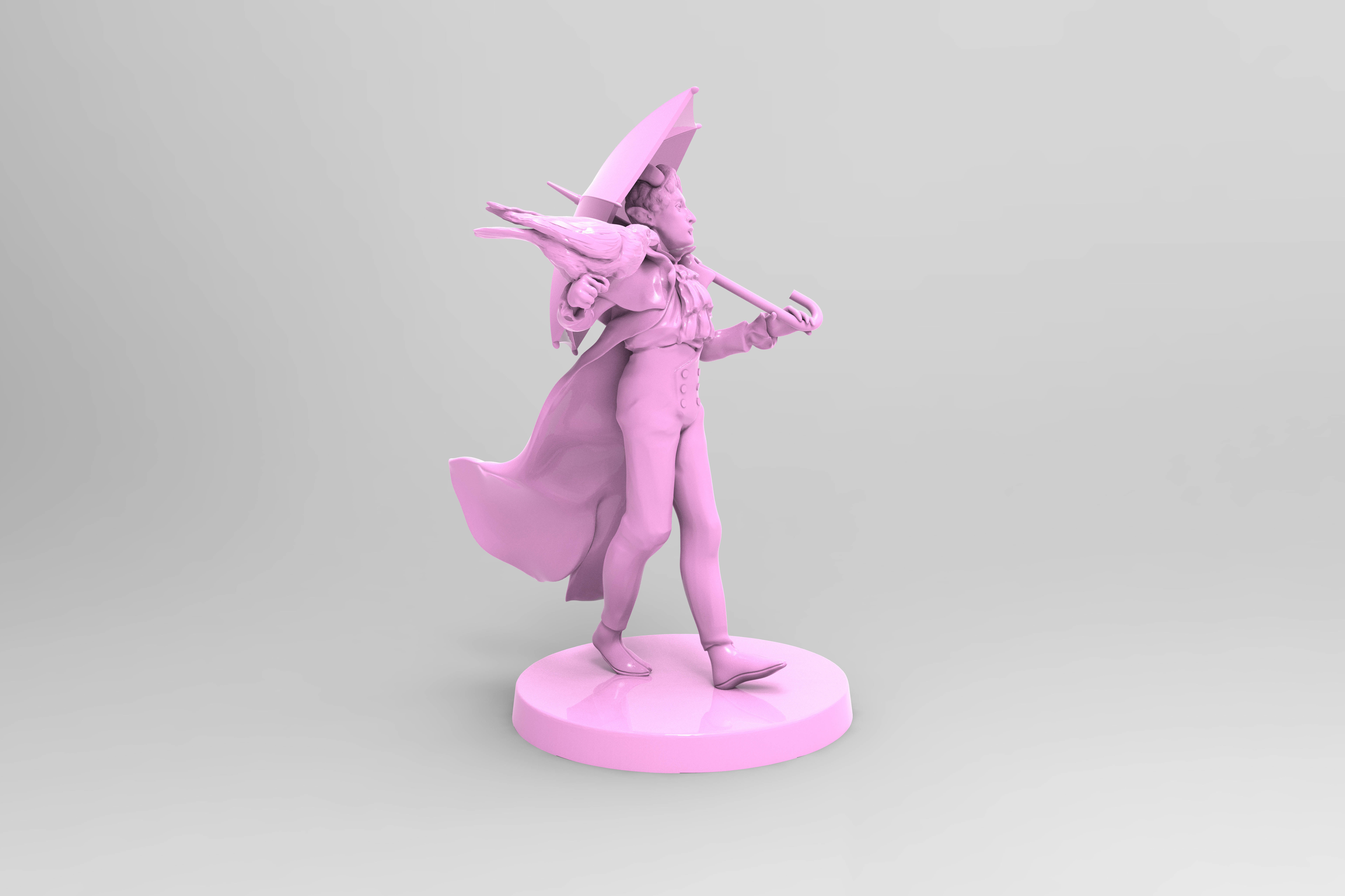 Skelliworm von Odd Tiefling Warlock with Raven Familiar 3D print model_1
