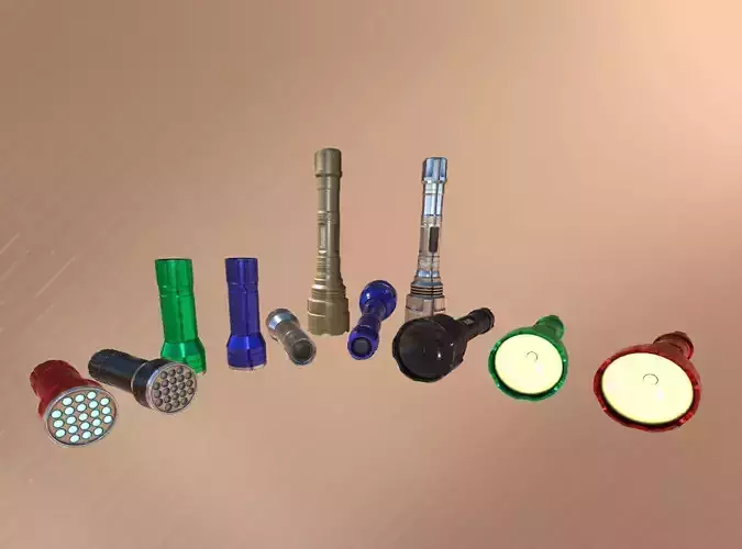 Flashlight Set Low-poly 3D model