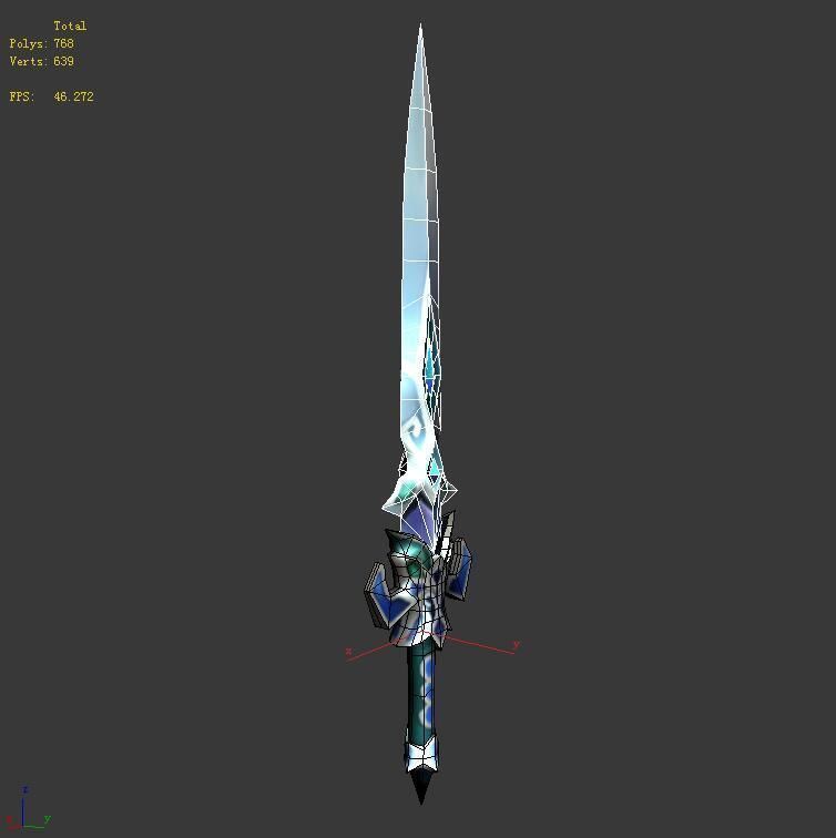 Game character weapon - gentleman sword 3D model_4