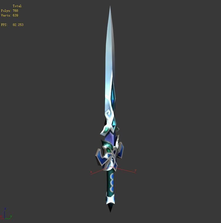 Game character weapon - gentleman sword 3D model_3