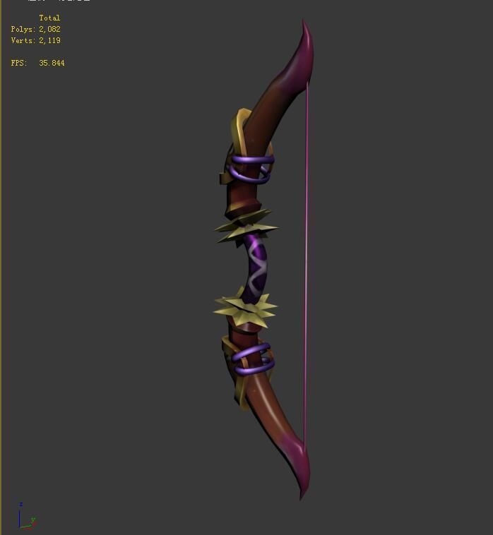 Game characters weapons - horns bow 3D model_5