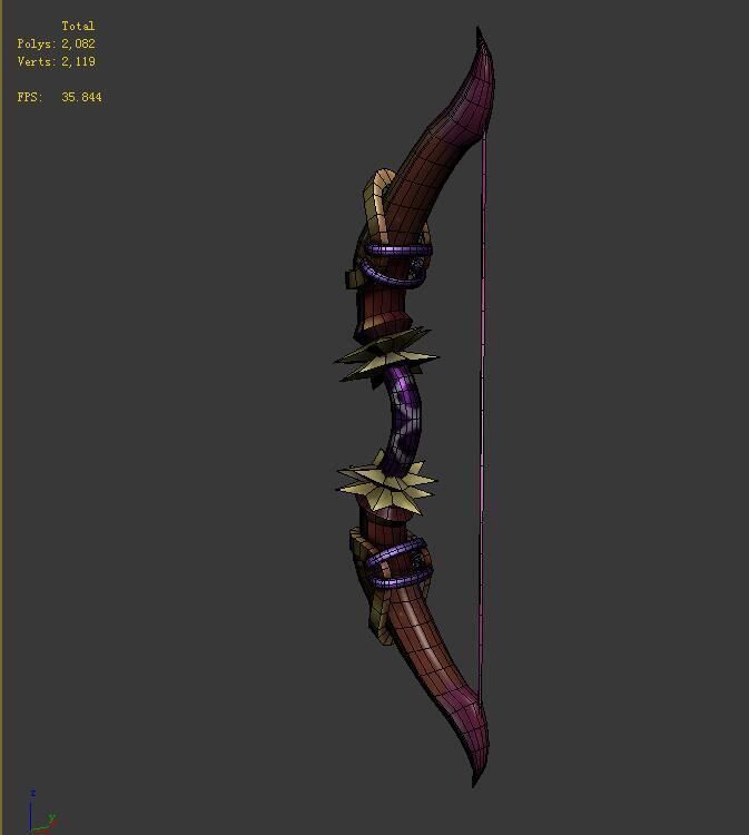 Game characters weapons - horns bow 3D model_6