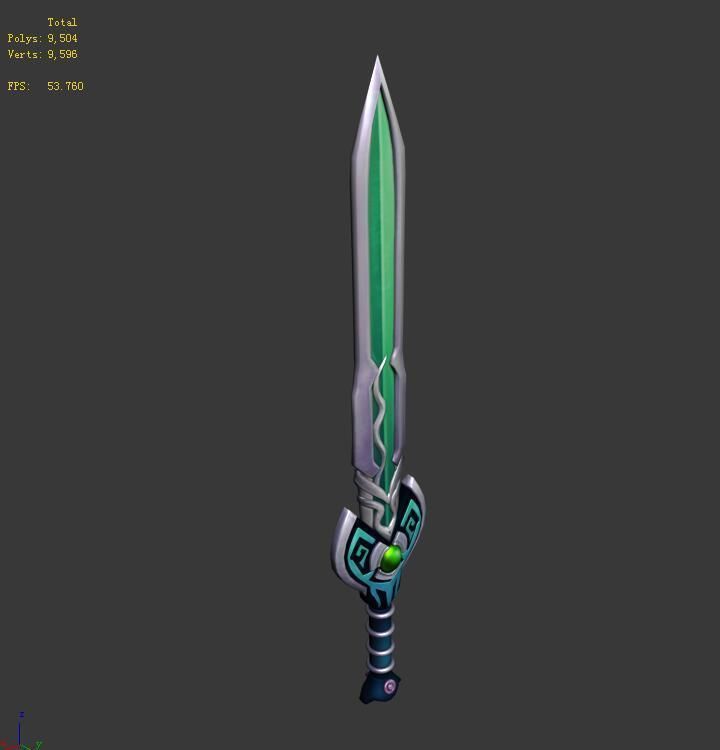 Game characters weapons - bronze sword 3D model_3