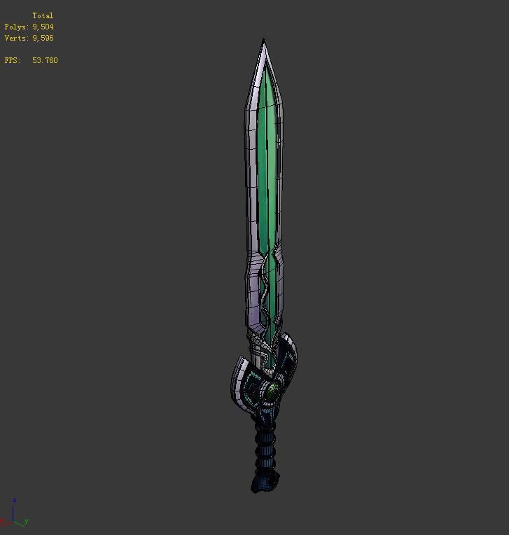 Game characters weapons - bronze sword 3D model_4