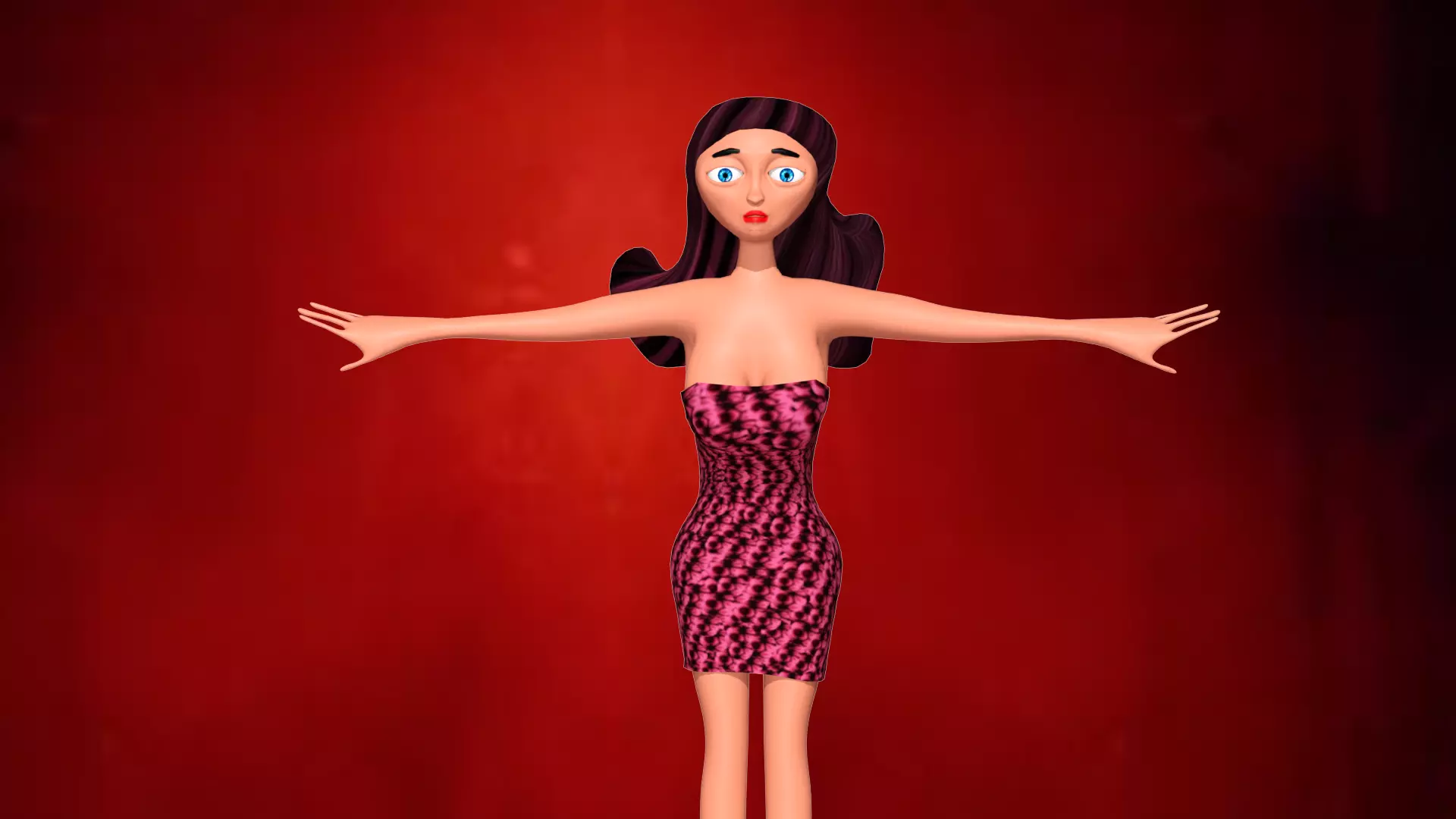 free model of a woman in a dress with textures 54 Free low-poly 3D model