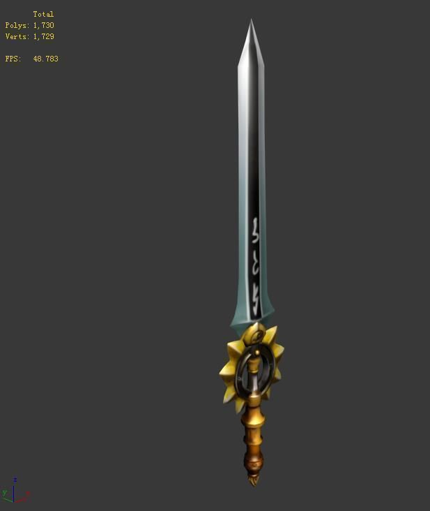 Game characters weapons - yin and yang swords 40 3D model_3