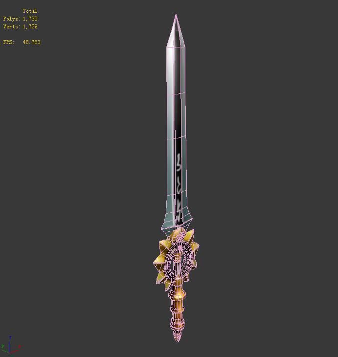 Game characters weapons - yin and yang swords 40 3D model_4