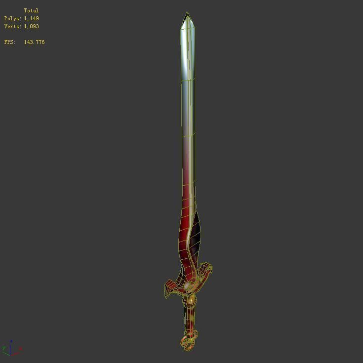 Game character weapons - mandarin duck sword 20 3D model_4