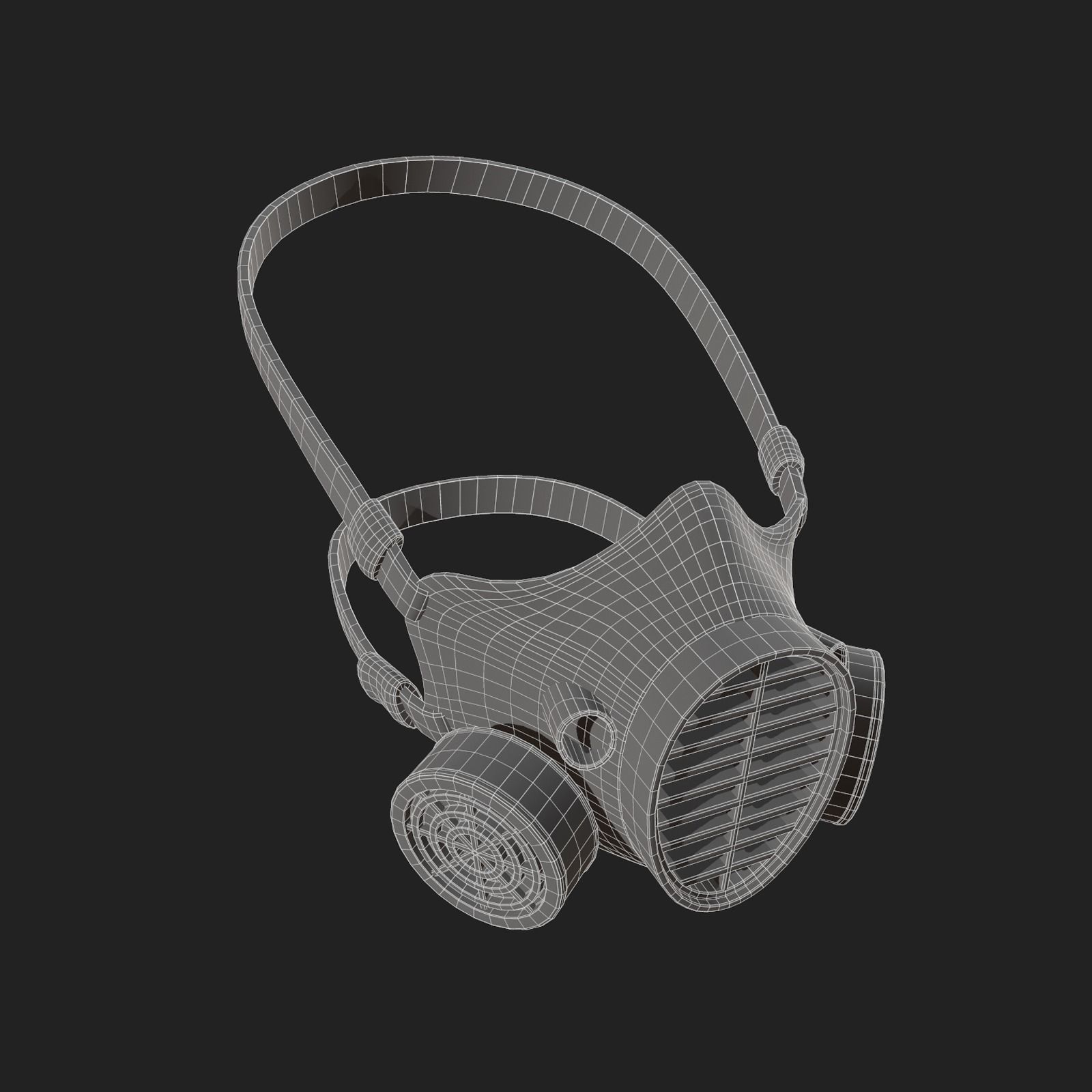 Gas mask helmet 3d model military combat fantasy Low-poly 3D model_10