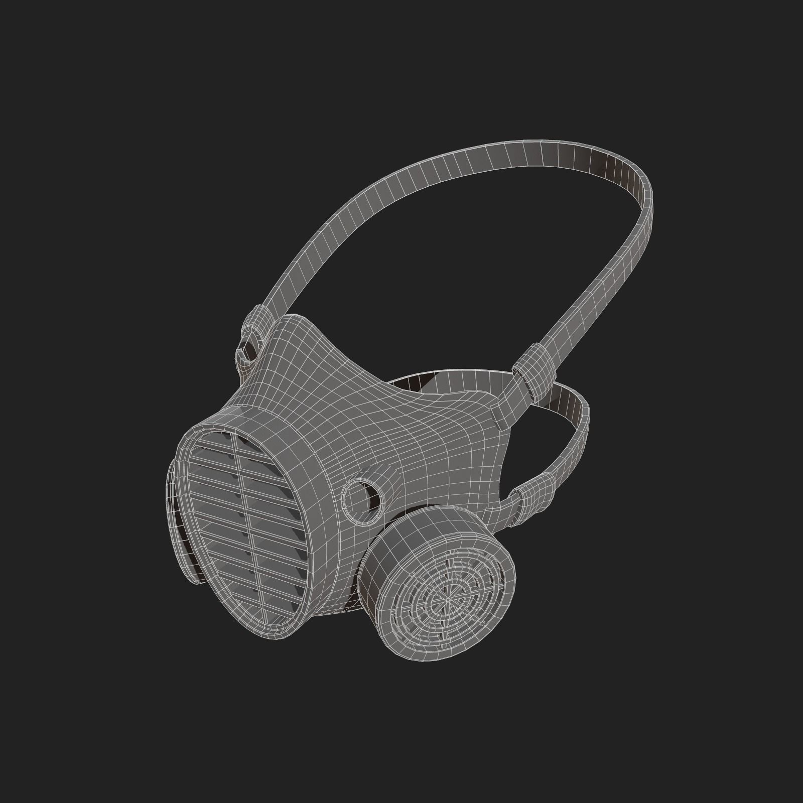 Gas mask helmet 3d model military combat fantasy Low-poly 3D model_9