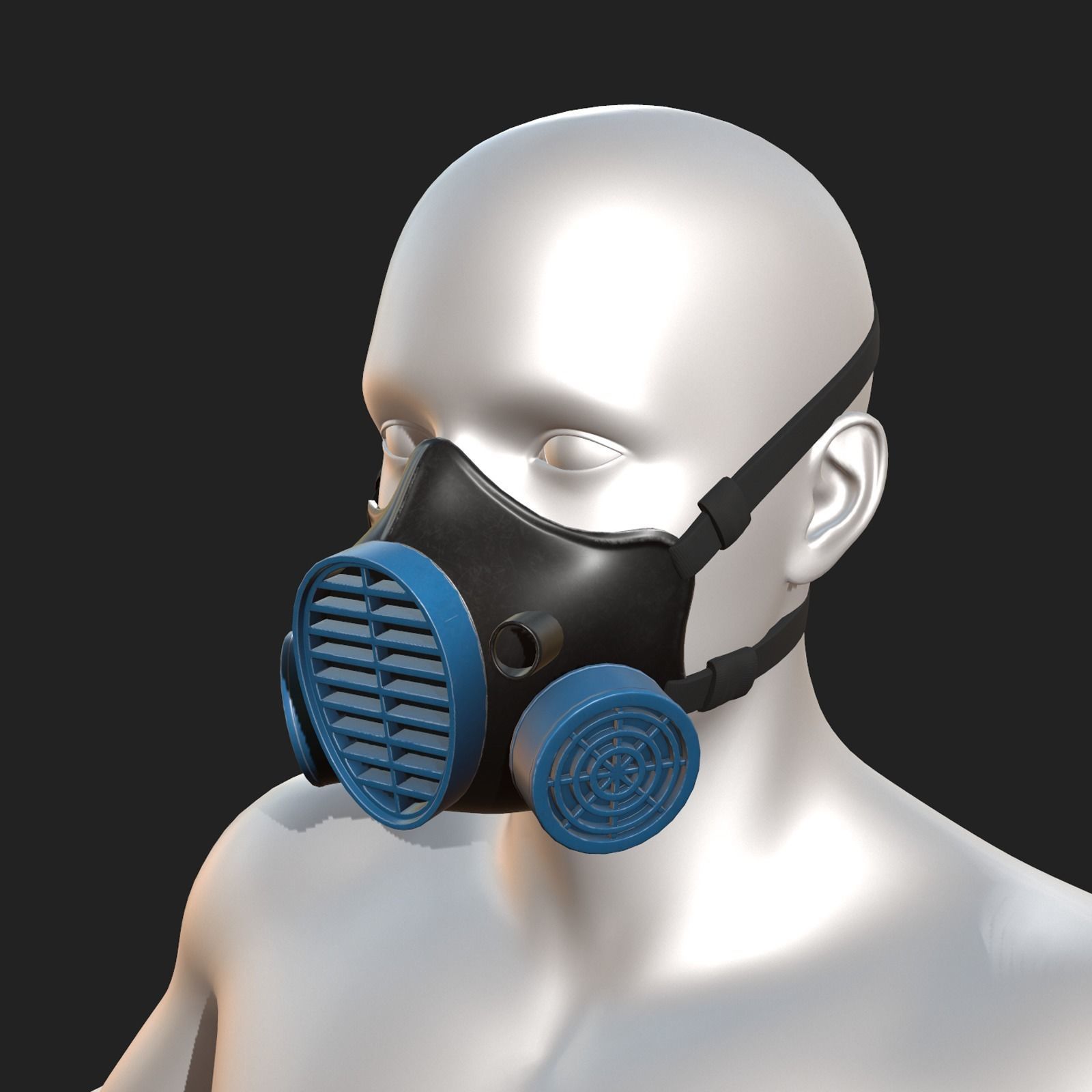 Gas mask helmet 3d model military combat fantasy Low-poly 3D model_4