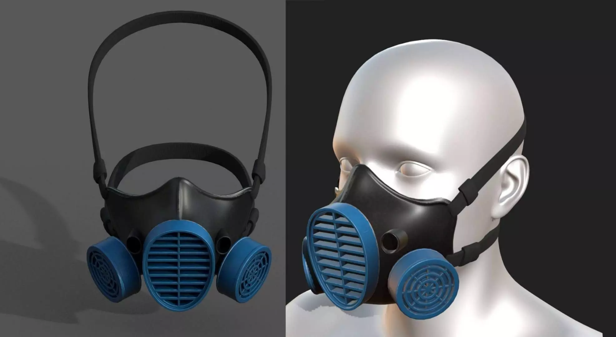 Gas mask helmet 3d model military combat fantasy Low-poly 3D model_0