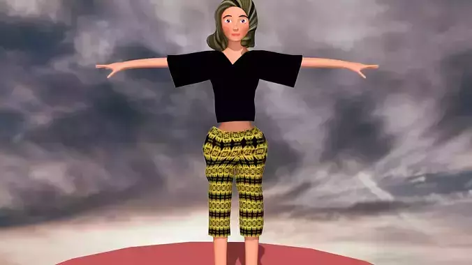 free model of a woman in pants with textures 9