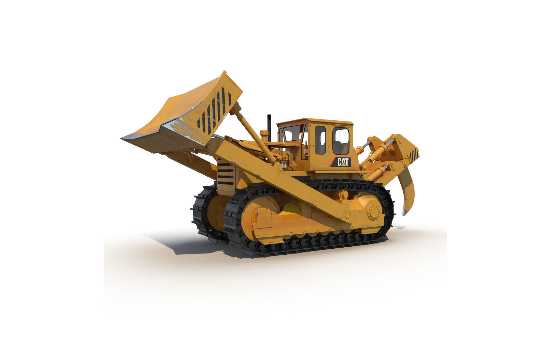 Bulldozer CAT Rigged 3D model_8