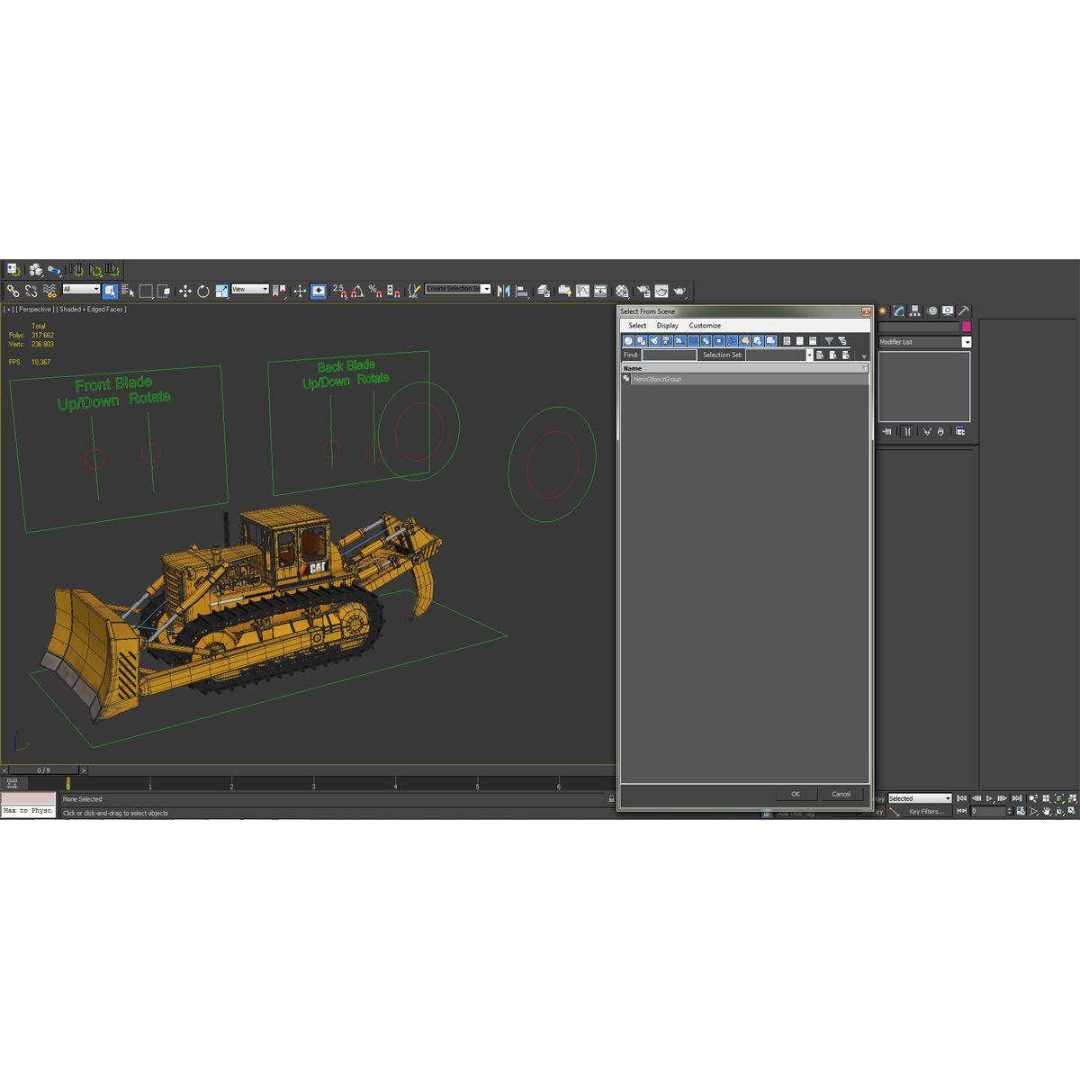 Bulldozer CAT Rigged 3D model_23