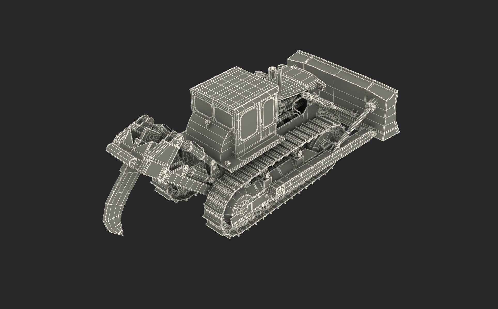 Bulldozer CAT Rigged 3D model_24
