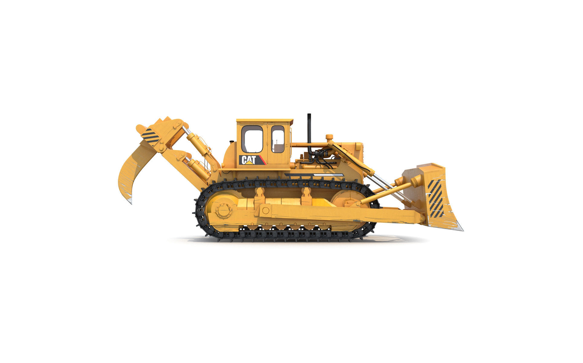 Bulldozer CAT Rigged 3D model_10